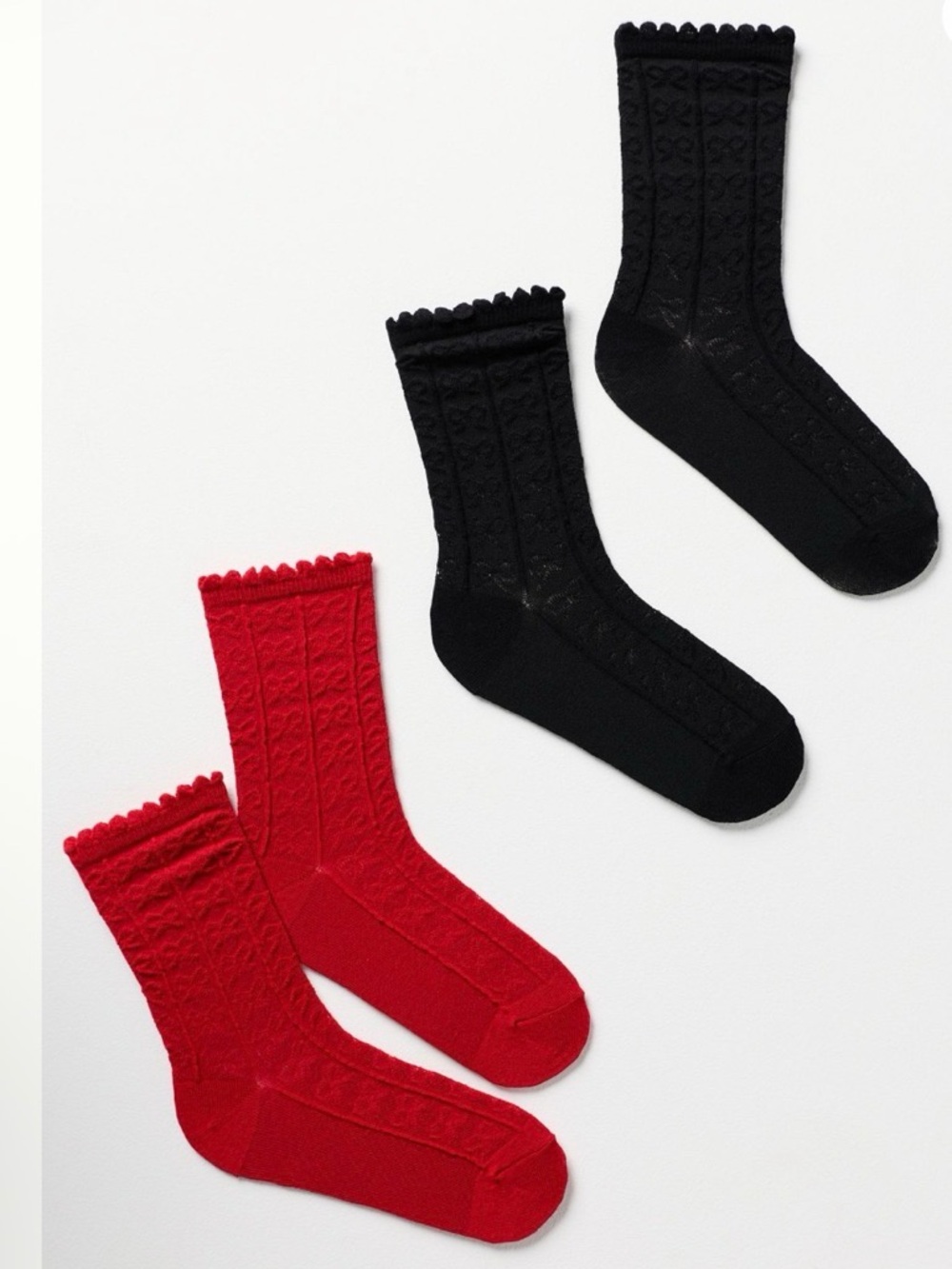 Anthropologie icon Bow sock Black & Red
